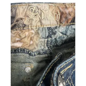 Adiktd Womens Flare Jeans 4 W28 Dark Wash Rhinestone Embellished Y2K Western thumbnail 3