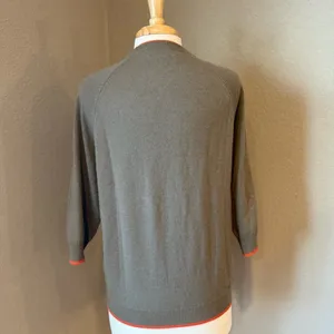 Brunello Cucinelli 100% Cashmere Sweater Brown Orange Trim S thumbnail 2