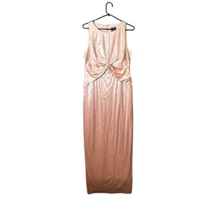 Adrianna Papell Velvet‎ Twist Front Maxi Dress Blush Pink Sz 12 Wedding Formal thumbnail 3