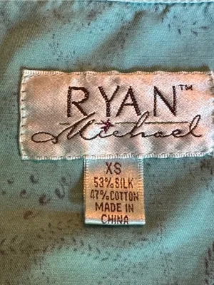 Ryan Michael silk blend teal western button down xs Blue thumbnail 6