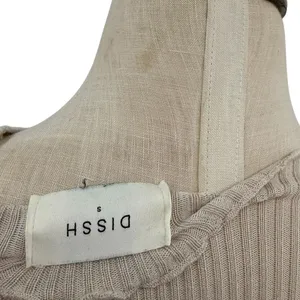 Dissh Ribbed Long Sleeve Top Beige Lettuce Edge Slim Fit Knit‎ Size Small thumbnail 8