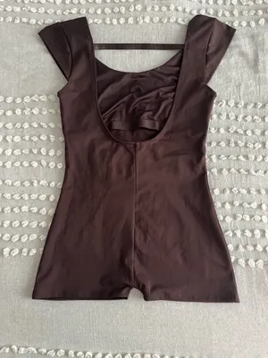 Cap Sleeve Workout Onesie Dark Brown thumbnail 2