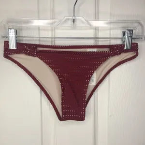 Abercrombie & Fitch Maroon Bikini Bottom Sz XS Summer Beach thumbnail 2