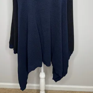 Lululemon It All Lines Up Poncho Sweater OS Navy Black Ribbed Knit Travel‎ Cozy thumbnail 10