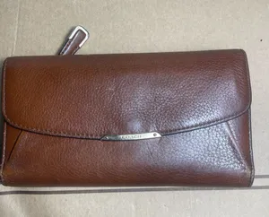 Coach Brown Pebbled Leather Flap Wallet with Silver Plaque thumbnail 1