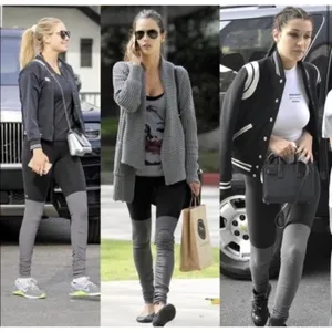 Alo Yoga Goddess Ribbed Leggings Black Charcoal Colorblock Size M thumbnail 3