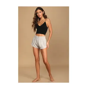 FREE PEOPLE Cozy Soft Comfy Casual Harem Lounge Sweat Shorts in Light Grey XS thumbnail 3