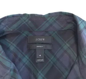J. Crew Club Collar Perfect Shirt in Black Watch Plaid thumbnail 6