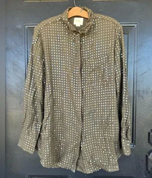 Maeve Anthropologie Sequin Blouse Large thumbnail 1