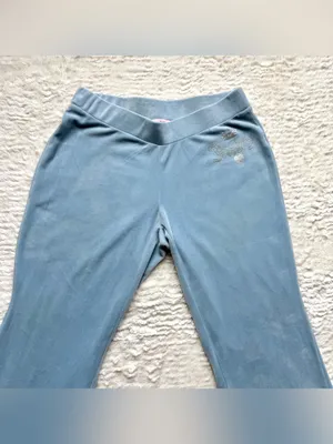 Juicy Couture Velour Track Pants Sweats Baby Blue M Velour Bling Cozy Retro Y2K thumbnail 2