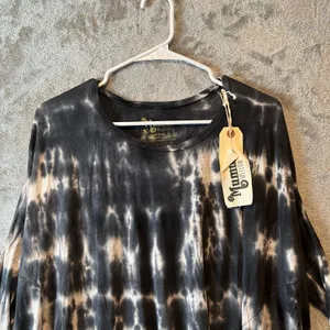 Mumu Yellow Tunic Newsie Tie Dye Size Small Black‎ Gray White New thumbnail 7