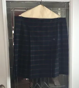 Girls Sz 18.5T Waist 40 Plaid Blue, Red & Green Uniform Skirt. Below Knee thumbnail 6