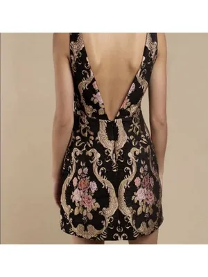 NWT For Love & Lemons S M 4 6 Brocade Tapestry Mini Dress Jacquard Sheath Floral thumbnail 4