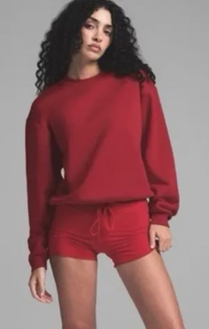 NWT SKIMS SOLD OUT RARE women cotton fleece classic Crewneck sz medium in brick thumbnail 1
