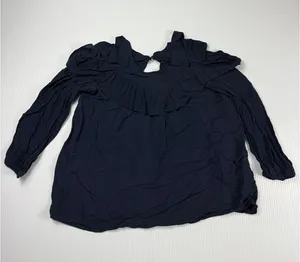 Maeve‎ Navy Cold Shoulder Ruffle Blouse Long Sleeve Romantic Top US 4 thumbnail 1