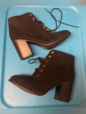 Soda Size 7 Womens Black Lace Up Ankle Boots Booties 3” Scuffed Heels thumbnail 1