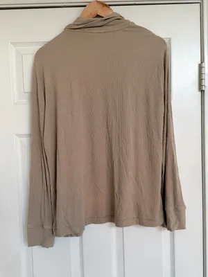 SKIMS Ribbed Comfort Cardigan Pocket Front Size Large L Taupe Tan thumbnail 6