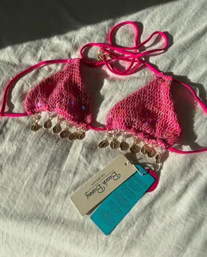 Beach Bunny NWT Pink Bikini Top Sequin  thumbnail 1