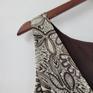 Connected Apparel Womens Dress 12 Brown Floral Sleeveless Drop Waist Midi Flowy‎ thumbnail 7