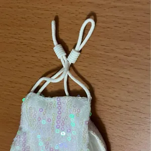White Sequin Face Mask with Adjustable Straps thumbnail 3