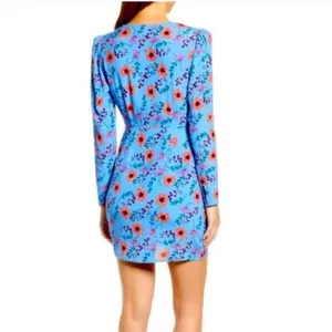 ASTR the Label Blue Floral V-Neck Ruched Women's Dress, ruffles, xS thumbnail 3