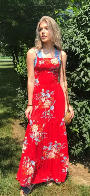 TJ Maxx Dress Floral Maxi Red thumbnail 1