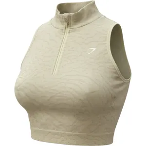 Gymshark Adapt Animal Seamless 1/2 Zip Crop Top Yellow Sage Medium thumbnail 1
