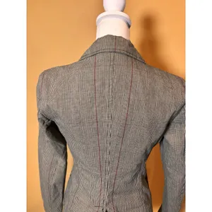 United Colors of Benetton Plaid Blazer Jacket Women Small Tailored Button Front‎ thumbnail 4