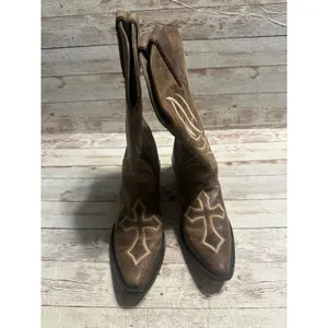 Justin Boots Western Cowgirl Women's Size 6.5 D Brown Cross Faith Brown Leather thumbnail 6