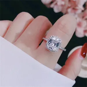 Cushion 3Ct Diamond square 925 logo silver ring engagement bridal 4 5 6 7 8 9 10 thumbnail 3