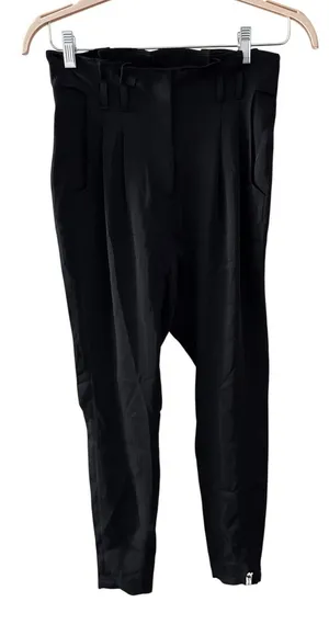 One Teaspoon Sz Small Black High Rise Skinny Fit Pleated Paperbag Trouser Pants thumbnail 1