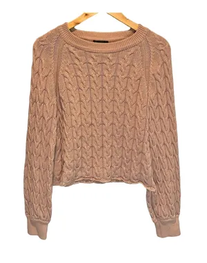 J. Crew Tan Relaxed Fit Cable Knit Sweater - size Small thumbnail 1