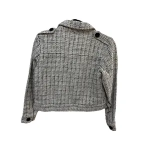 Zara Women's Black/White Tweed Pattern Button Front Collared Pocket Jacket, XS thumbnail 5