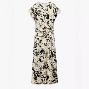 Zara satin‎ print midi dress thumbnail 3