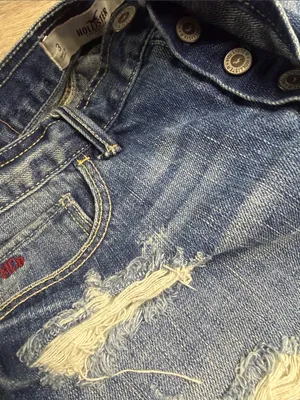 Hollister Frayed Dark Blue Distressed Denim Mini Skirt Size 3 (waist 26) thumbnail 11