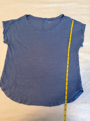 Ann Taylor Short Sleeve Scoop Neck Tee - Dusty Blue thumbnail 5