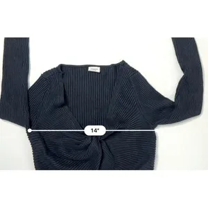 Abercrombie & Fitch Twist Front Ribbed Tank Sweater Cropped Black SMALL Y2k SALE thumbnail 4