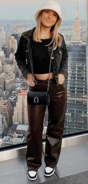 Chocolate Snake Print Faux Leather Straight Leg Pants thumbnail 3