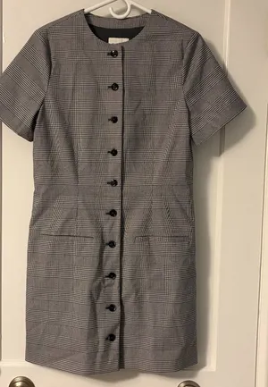 Abercrombie & Fitch Mara Short-Sleeve Vest Mini Dress gray plaid NWT medium tall thumbnail 1