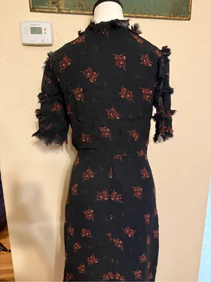 Dranella Wrap Lightweight Semi-Sheer Floral Black Small Frayed Fairy Dress thumbnail 5