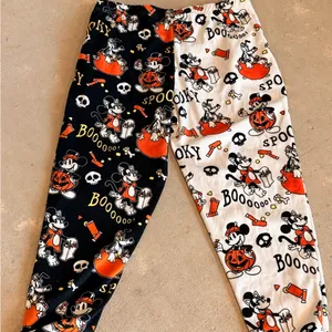Disney Halloween Mickey Pajama Pants - Black, White, Orange thumbnail 9