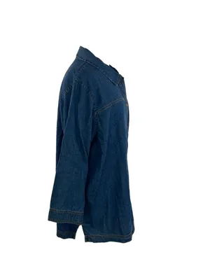 Vtg 90s Serengeti Catalog Sz 1X Blue Chambray Denim Top Button Front 3/4 Sleeves thumbnail 5