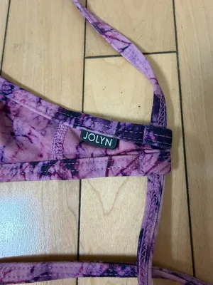 JOLYN Triangle Top Bikini Swimsuit Swim Purple Tie Dye Batik Print Size XS thumbnail 4