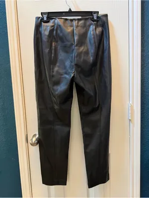 NWT Ann Taylor Petite Black Faux Leather Pants 8P thumbnail 4