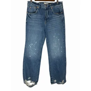 FREE PEOPLE x We The Free Paint Splatter, Distressed Hem Jeans - Size 30 thumbnail 2