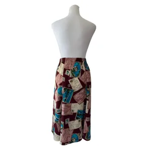 Vintage ‘90s Maggie Sweet Postcard Print Pleated Elastic Waist A-Line Midi Skirt thumbnail 6