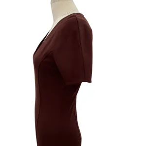 Ottod'Ame Cocoa Sheath Dress Pencil V-Neck Short Sleeve‎ Brown Size US 4 thumbnail 9