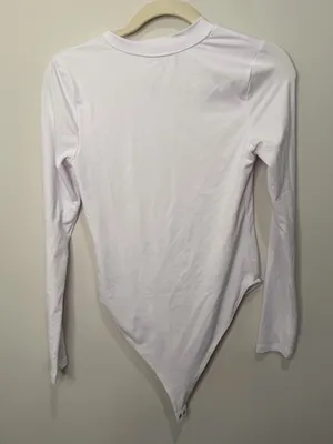 Good American White Long Sleeve High Neck Bodysuit Size 3 Large GB0048 thumbnail 4
