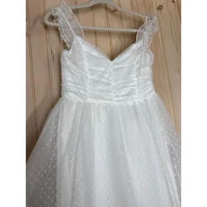 NWT Lulus Forever Celebrated White Swiss Dot Ruched Tulle Midi Dress Size M thumbnail 4