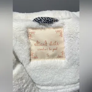 Altar'd State Women's Faux‎ Fur Plaid Print Coat Black/Gray/White Size Small thumbnail 6